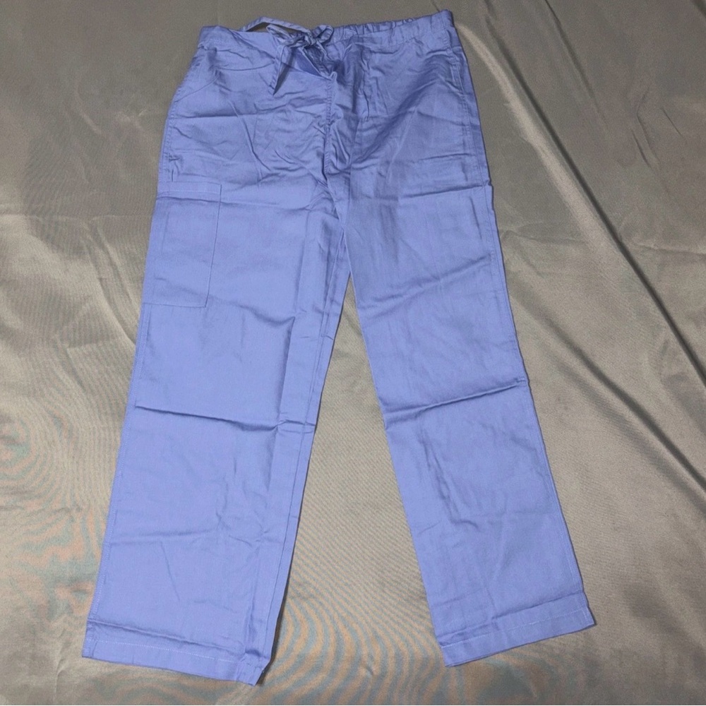 AllHeart Size Medium Unisex Drawstring Scrub Pants Straight Leg Light Blue